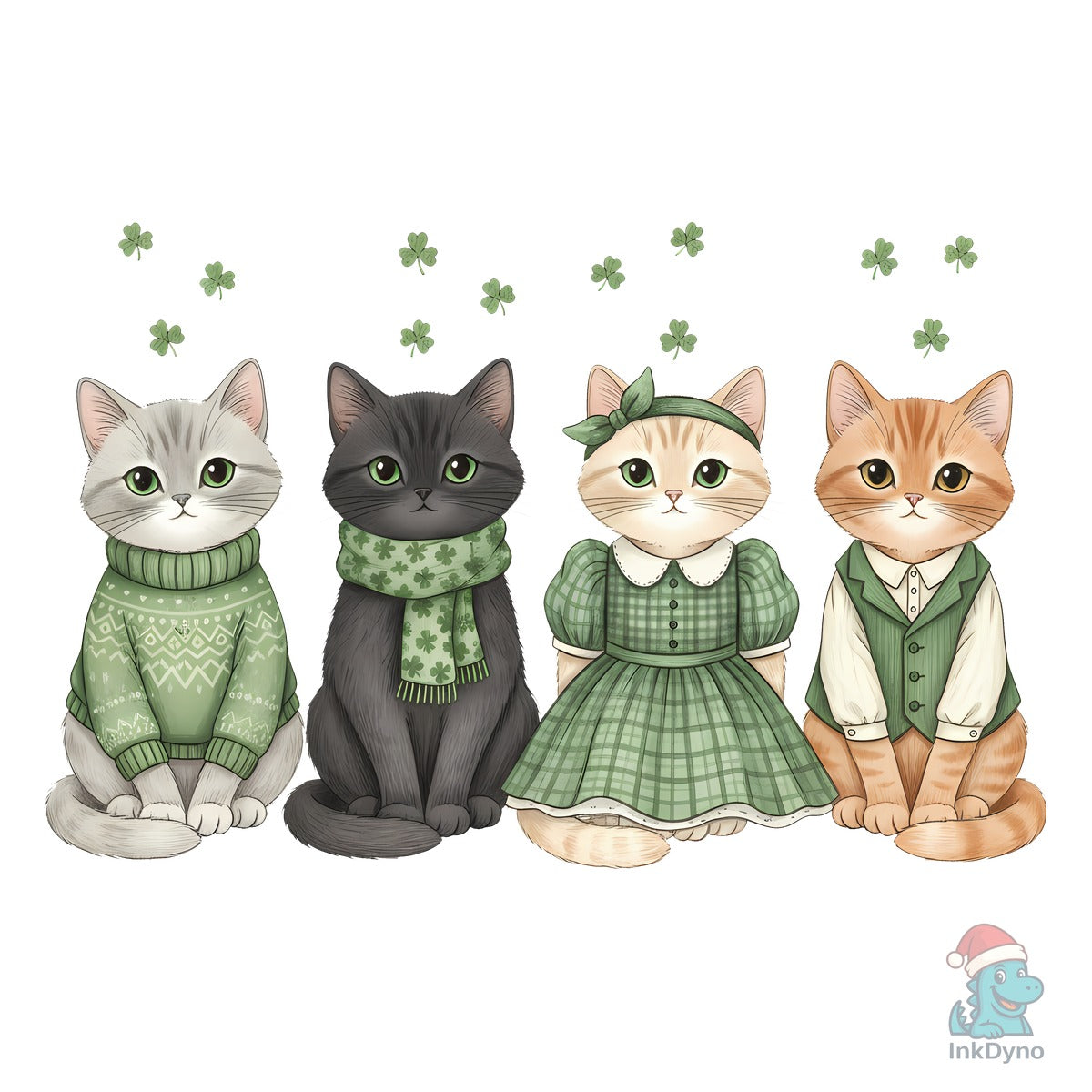 St. Patrick's Day Cute Green Cats