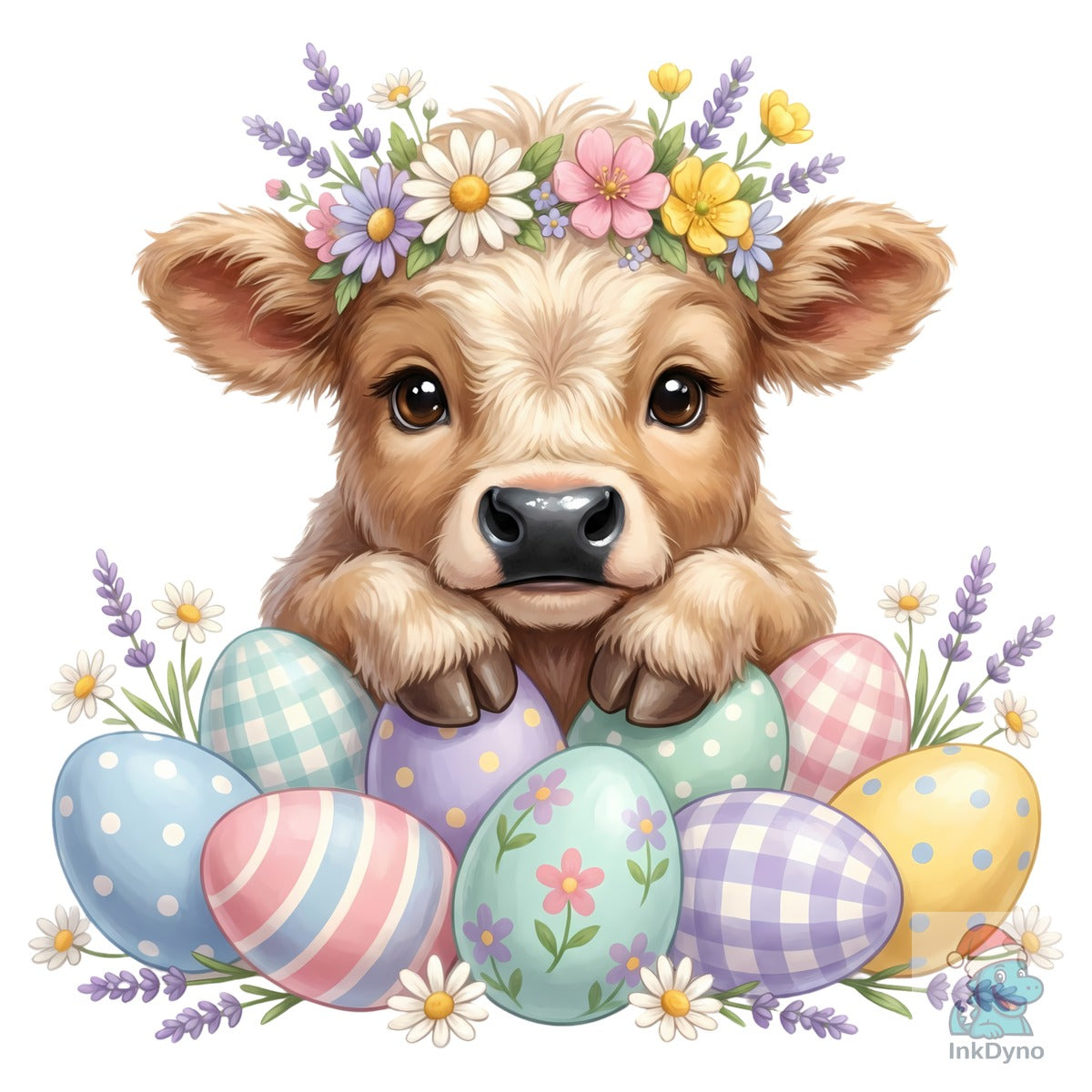 Cute Easter Highland Cow Sublimation