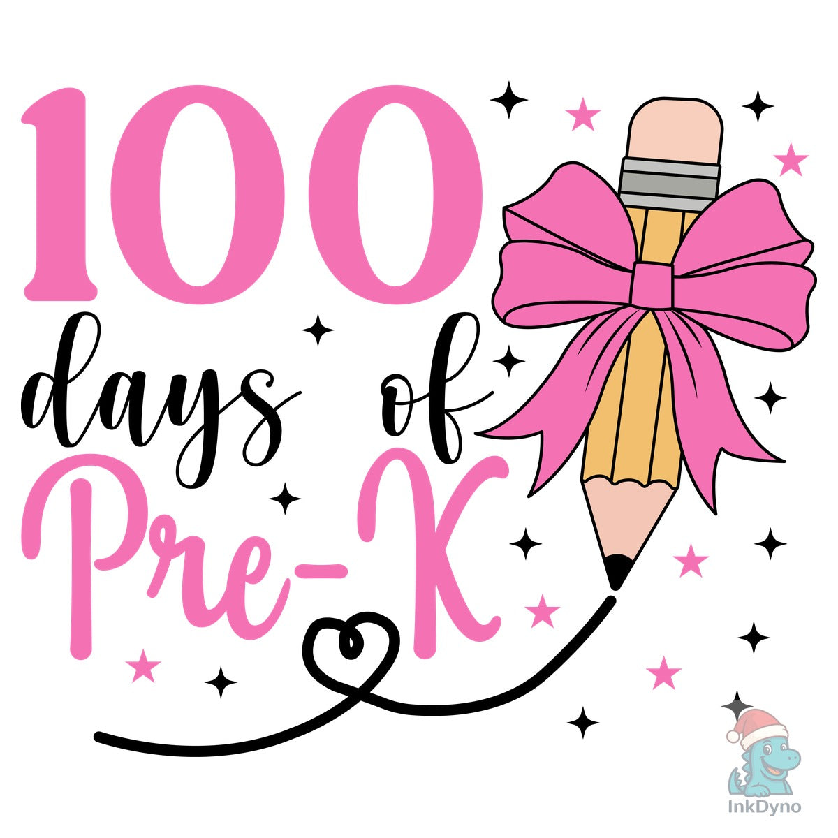 Pencil Coquette Bow 100 Days of Prek