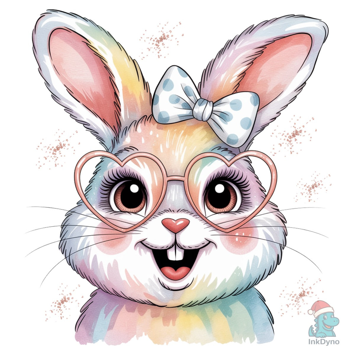 Cute Bunny Face with Bow Illustration