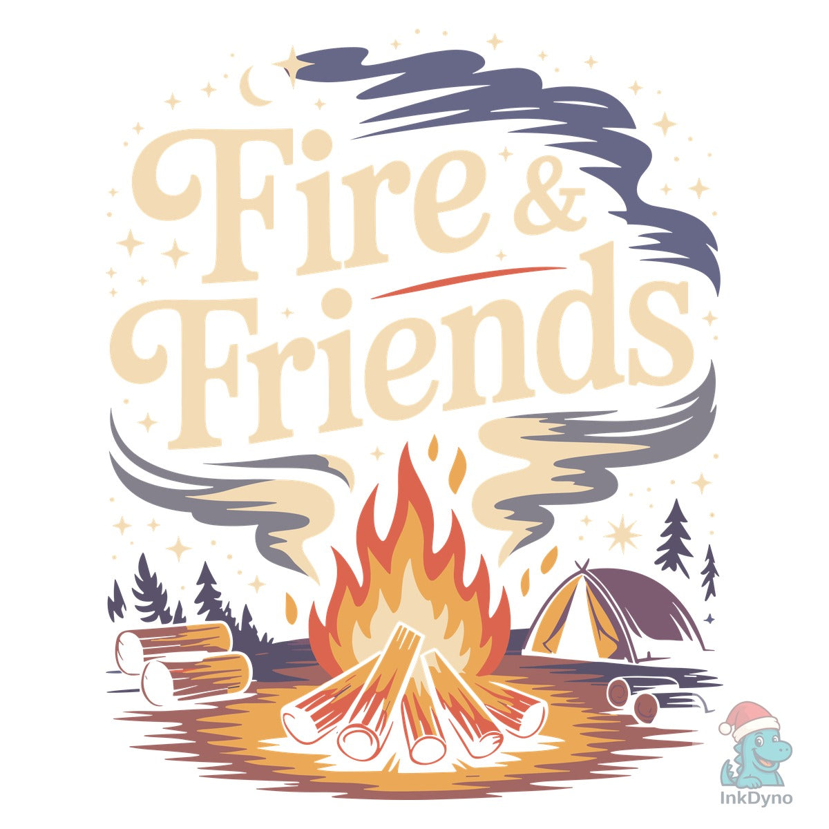Fire and Friends Camping T-Shirt Design