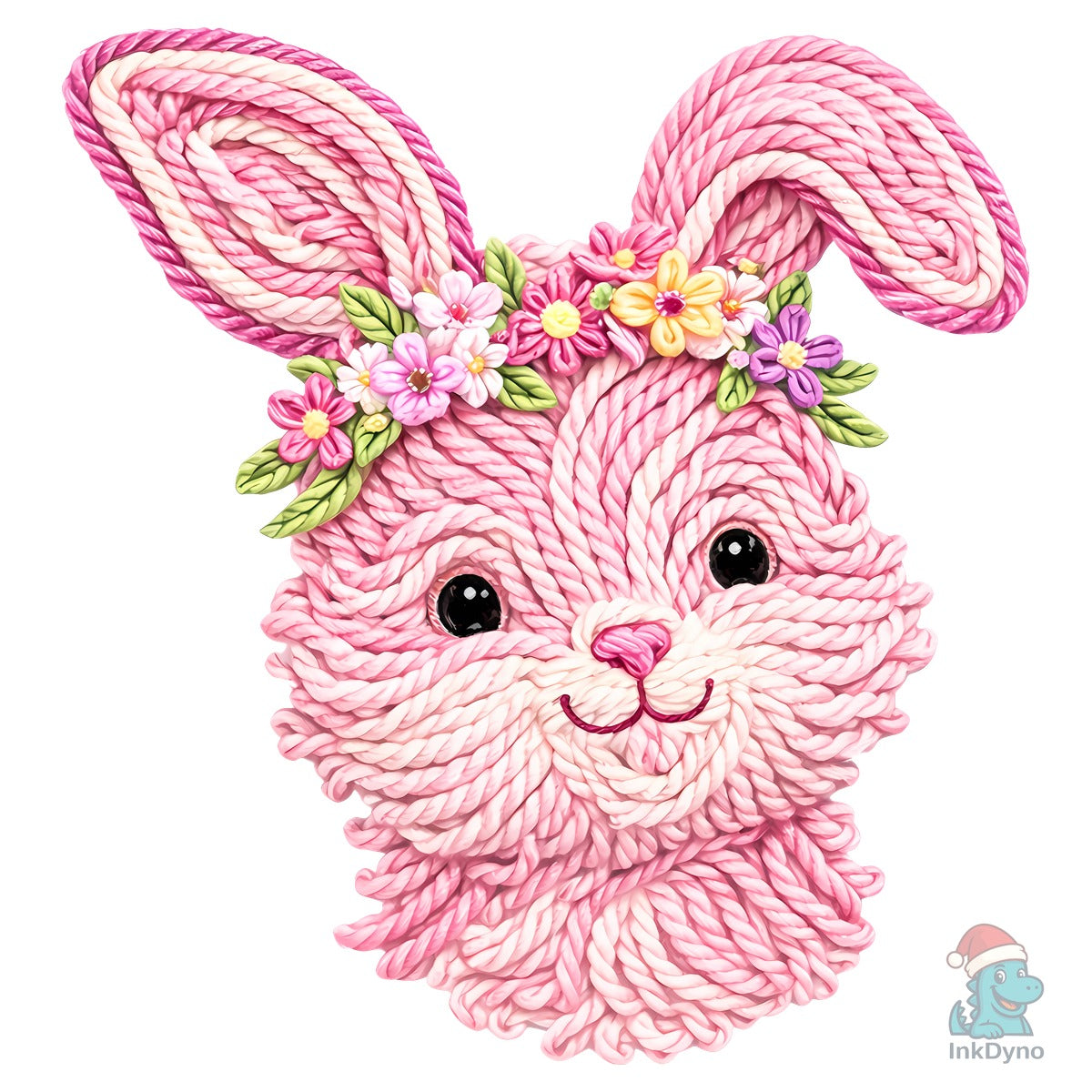 Faux Yarn Crochet Easter Bunny Face