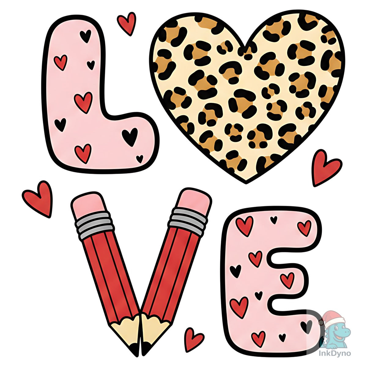 Leopard Heart Love Pencil Design