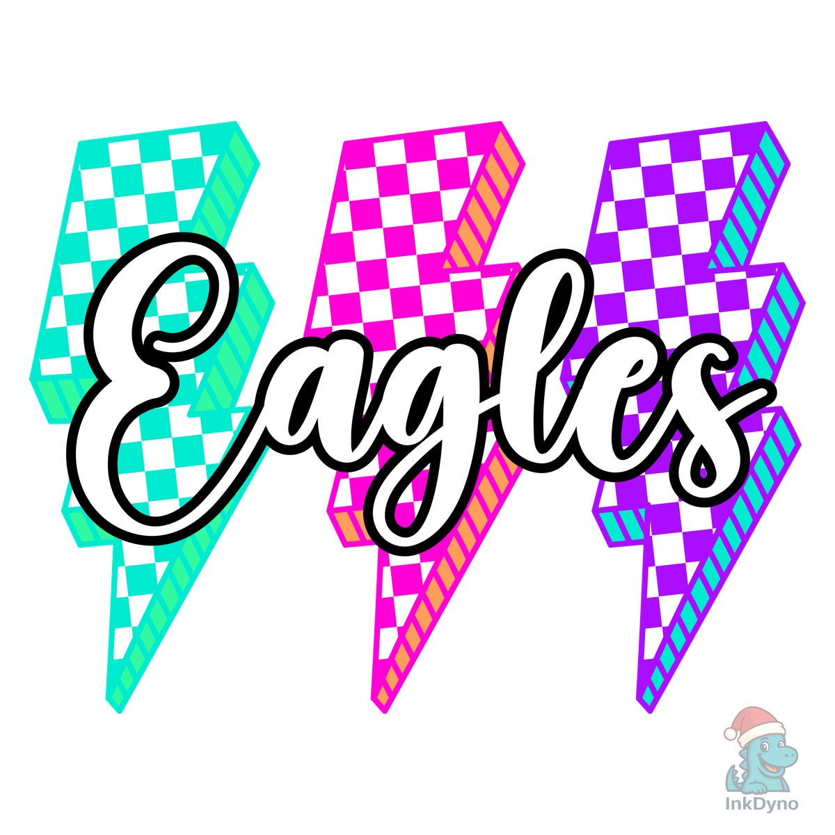 Mascot Team Checkered Lightning Neon