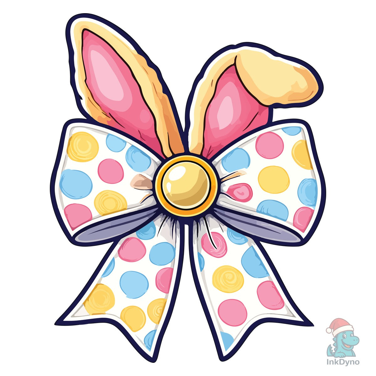 Polka Dot Easter Bunny Ears Bow