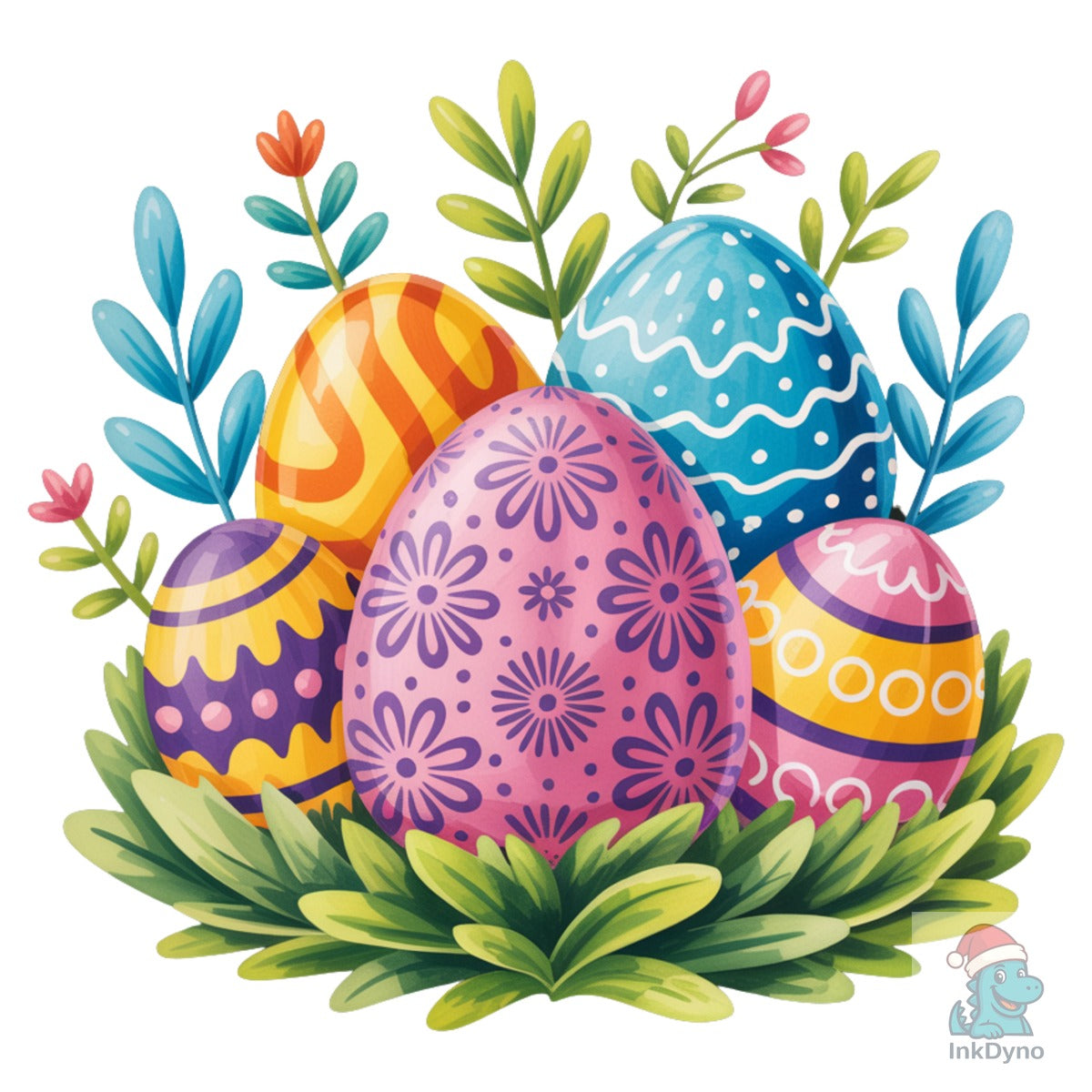 Easter Eggs Floral Illustration