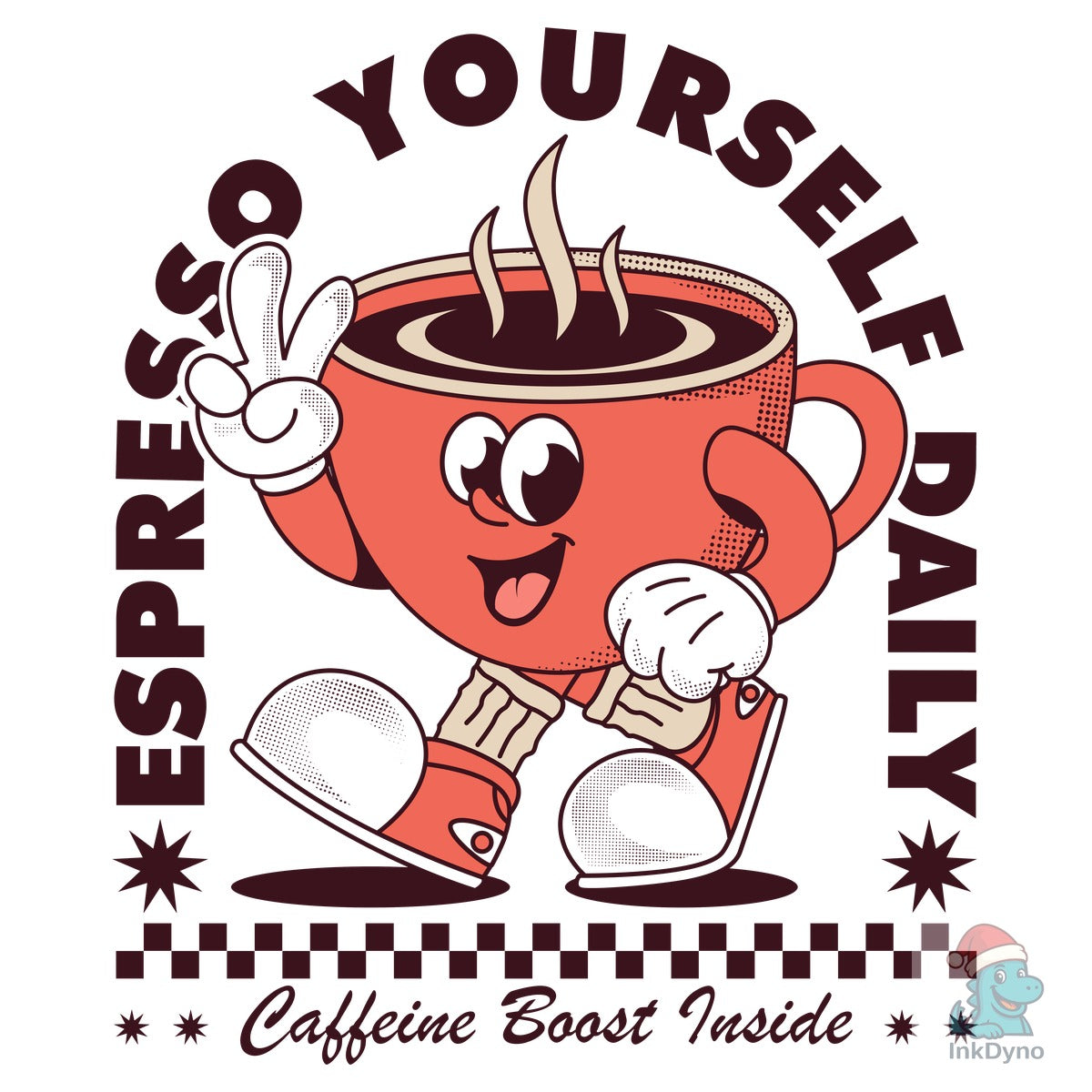 Retro Cartoon Coffee Cup T Shirt Design