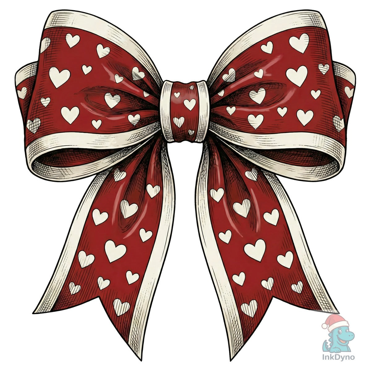 Valentine Heart Pattern Bow Ribbon