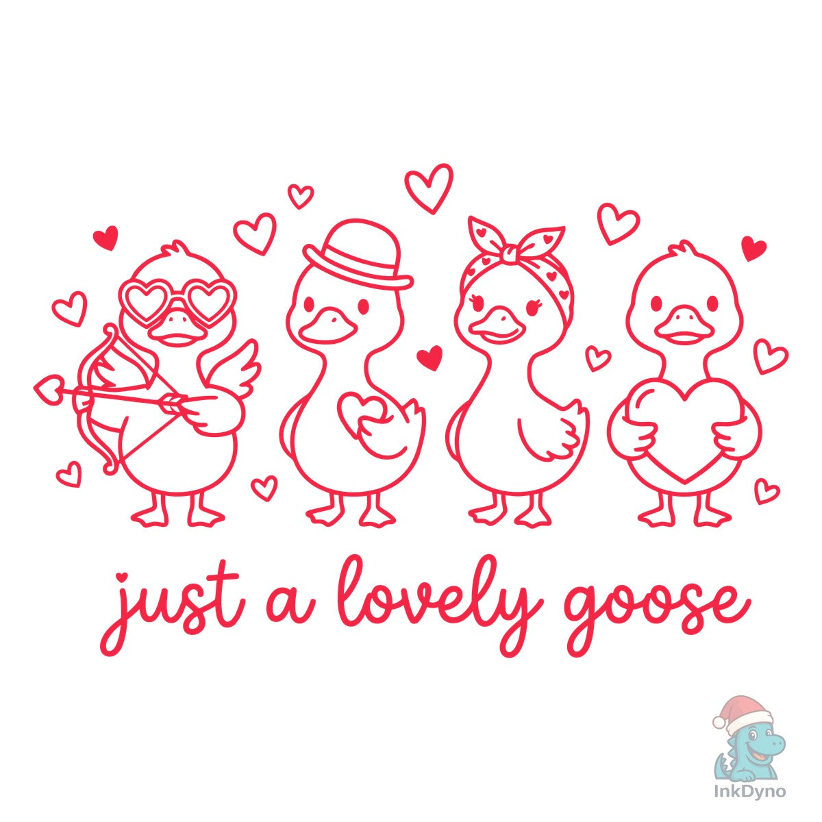 Valentines Lovey Goose Hand-Drawn