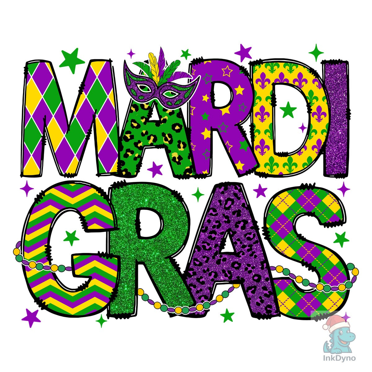 Mardi Gras Pattern Letters