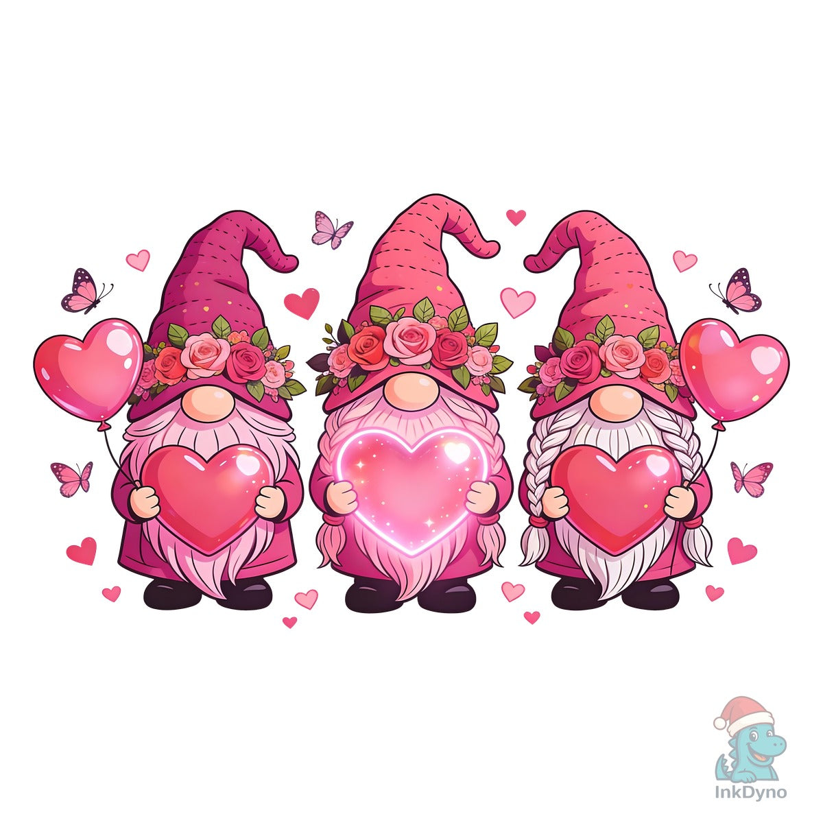 Pink Gnome Valentine Heart Balloon