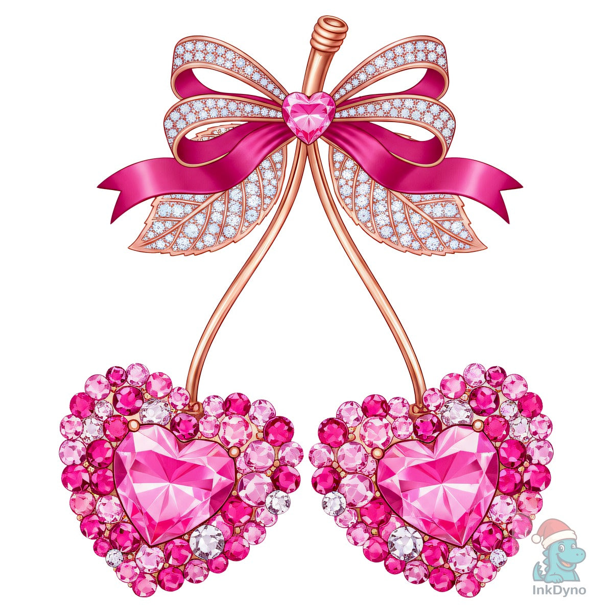 Elegant Diamond Heart Cherry Bow