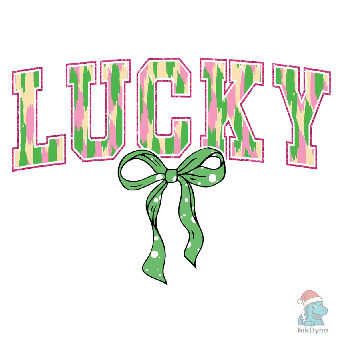 Lucky Pink Green Camo Bow