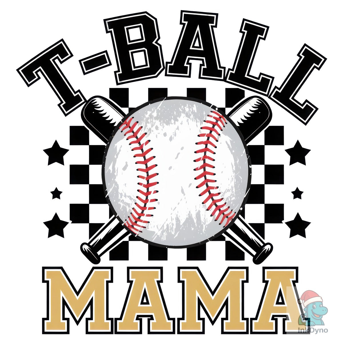 Retro Checkered Baseball T-Ball Mama