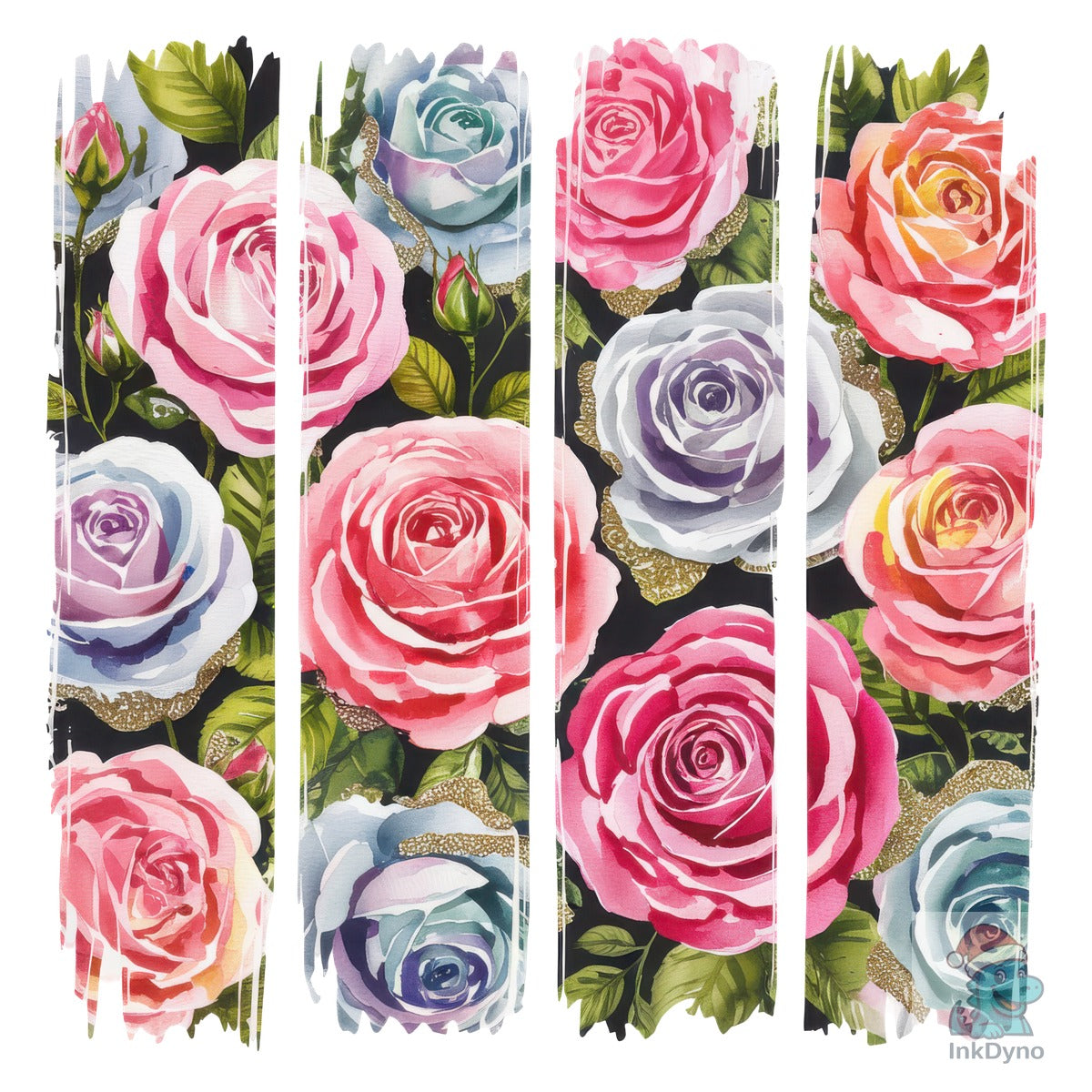 Watercolor Brushstroke Roses Flowers