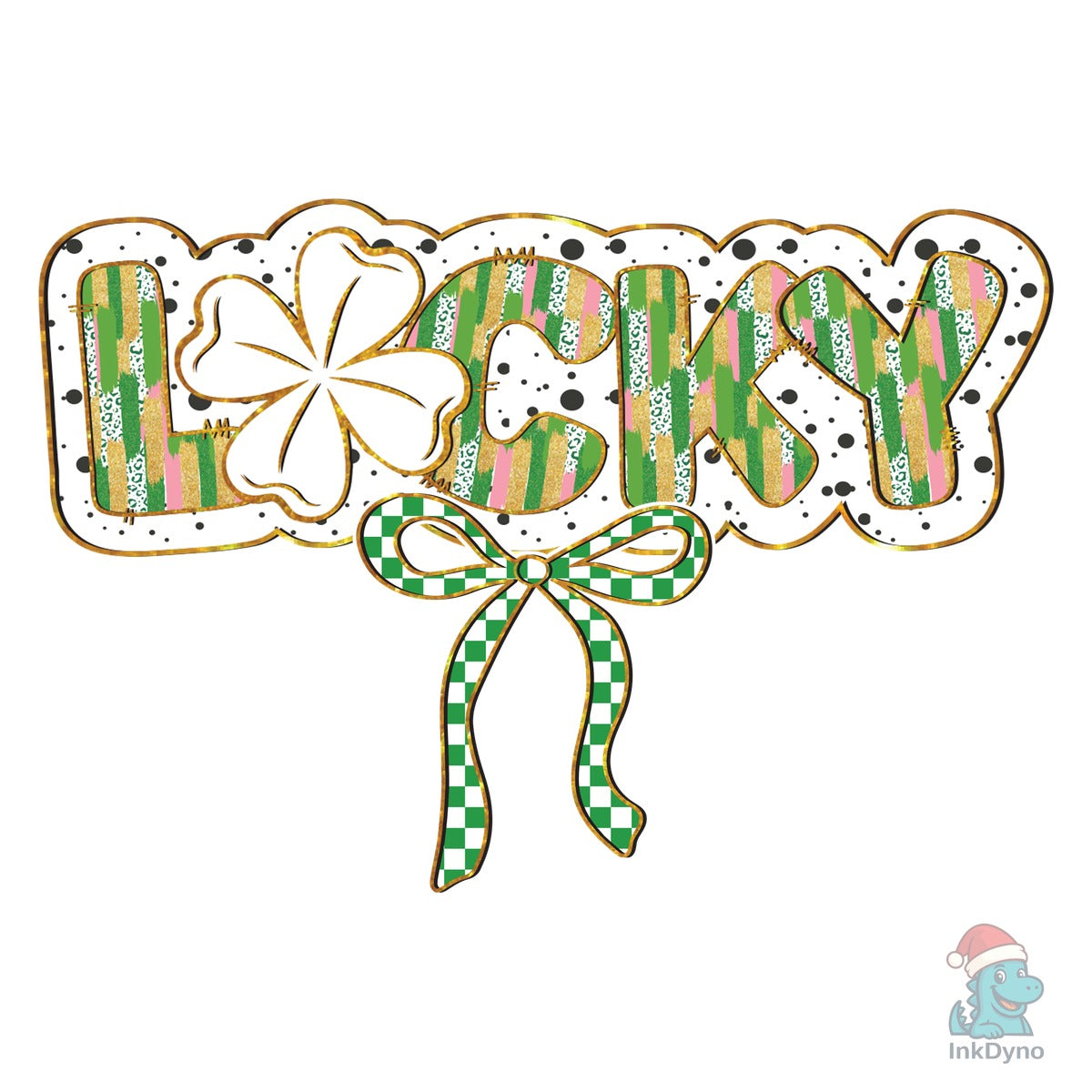Lucky Clover Bow Preppy St Patricks