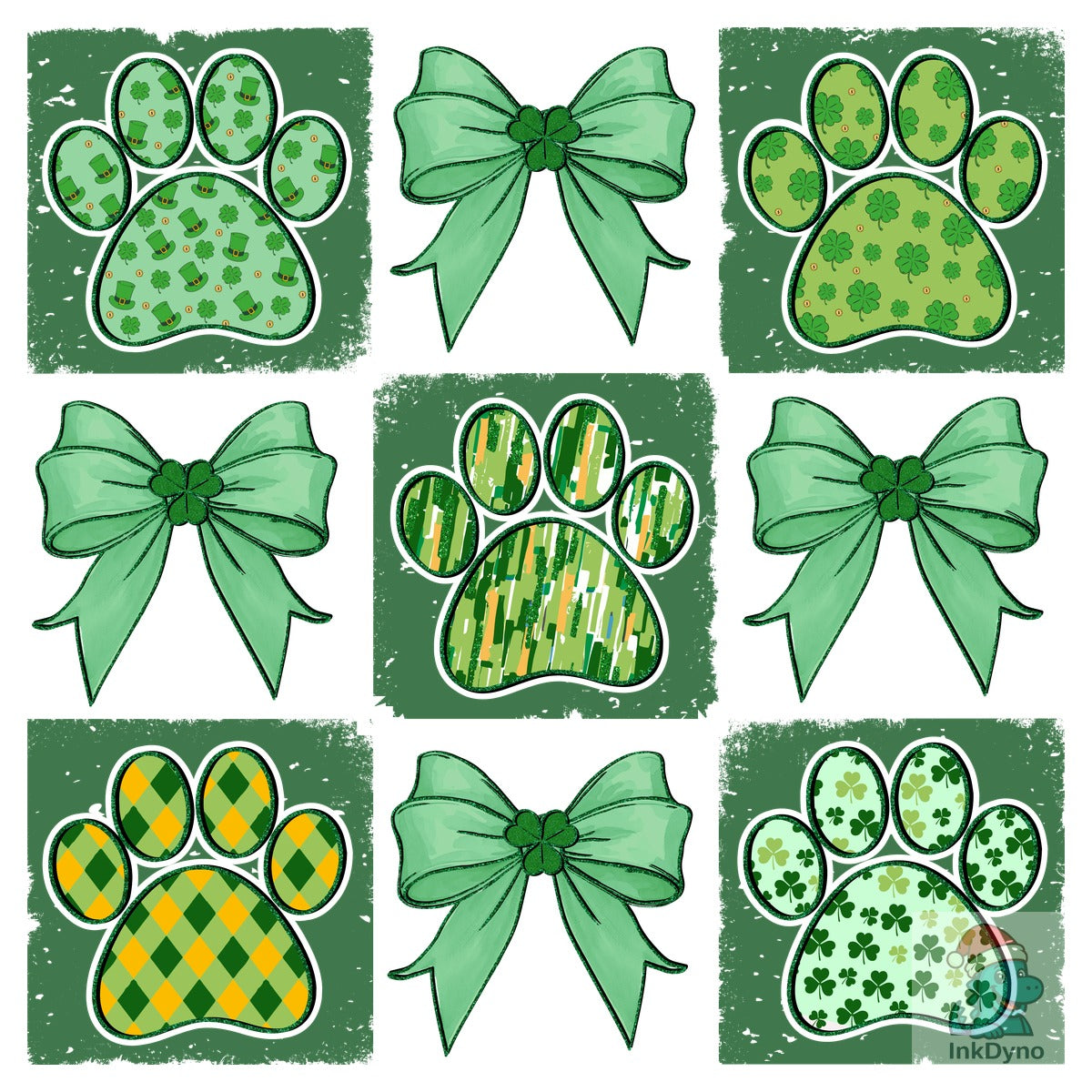 St Patricks Dog Paw Bow Collage