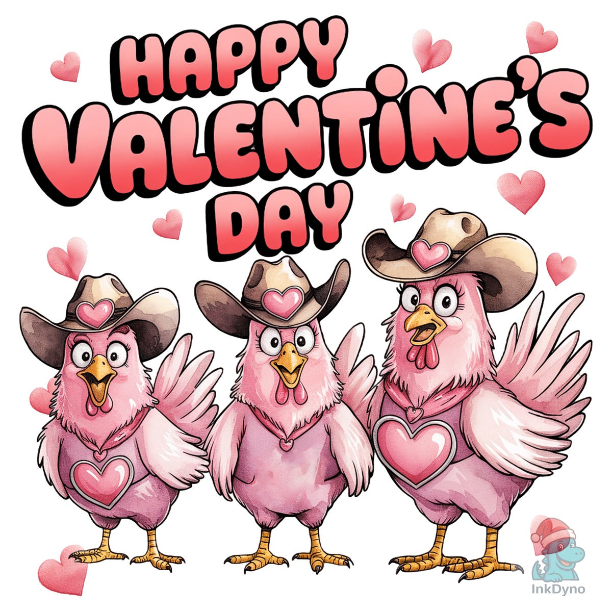 Happy Valentine's Cowgirl Chickens