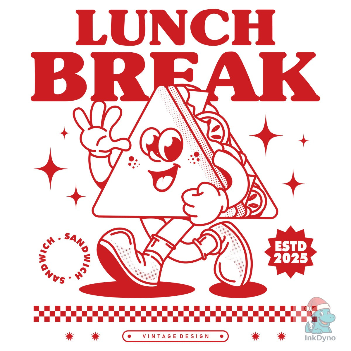 Retro Sandwich Mascot Print Design