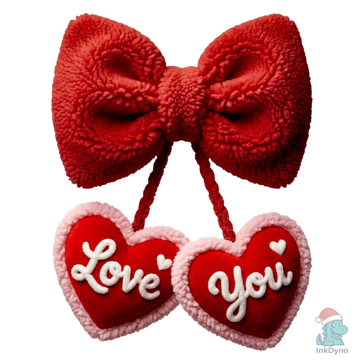Fuzzy Bow with Love You Heart Decor