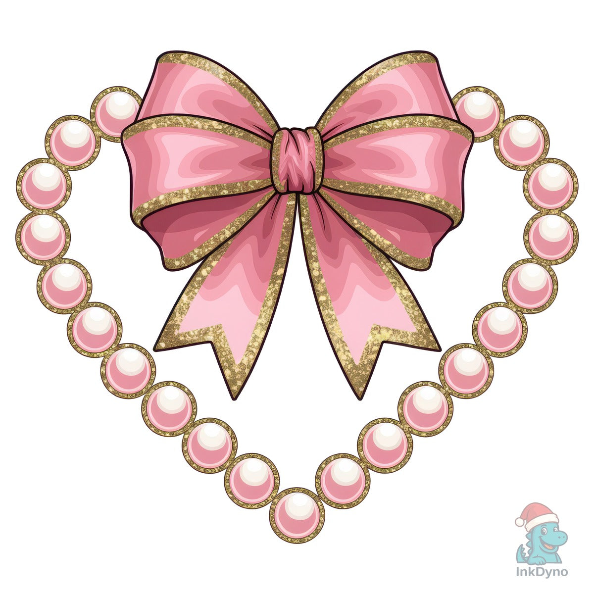 Preppy Coquette Bow Pearl Heart