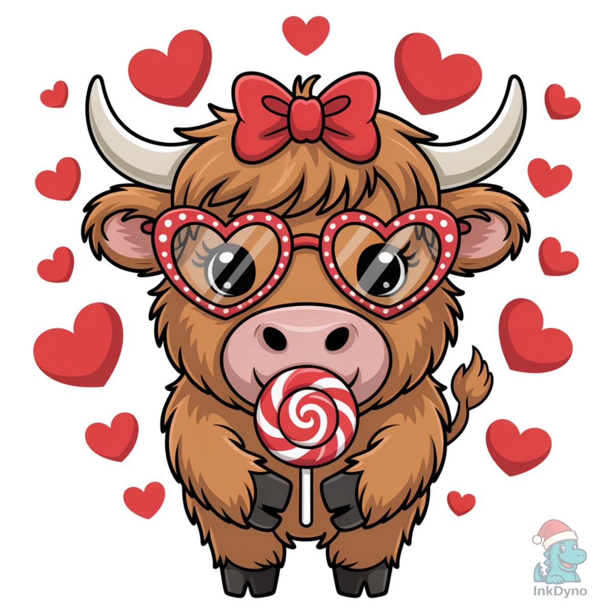 Cute Kawaii Valentine Highland Cow