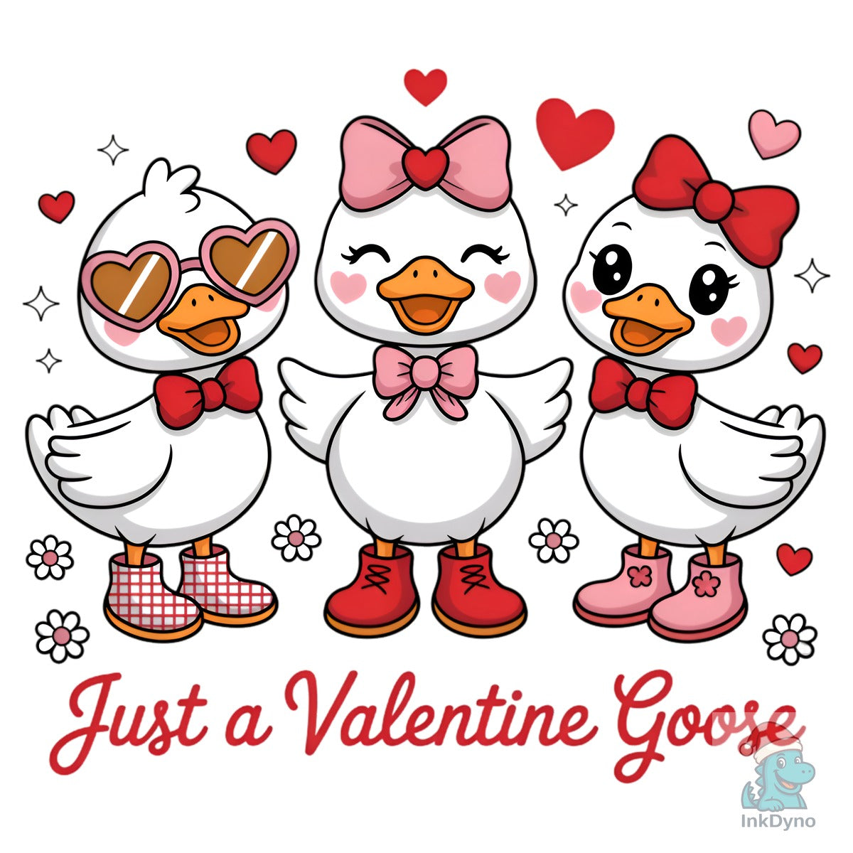 Cute Valentine Goose Trio