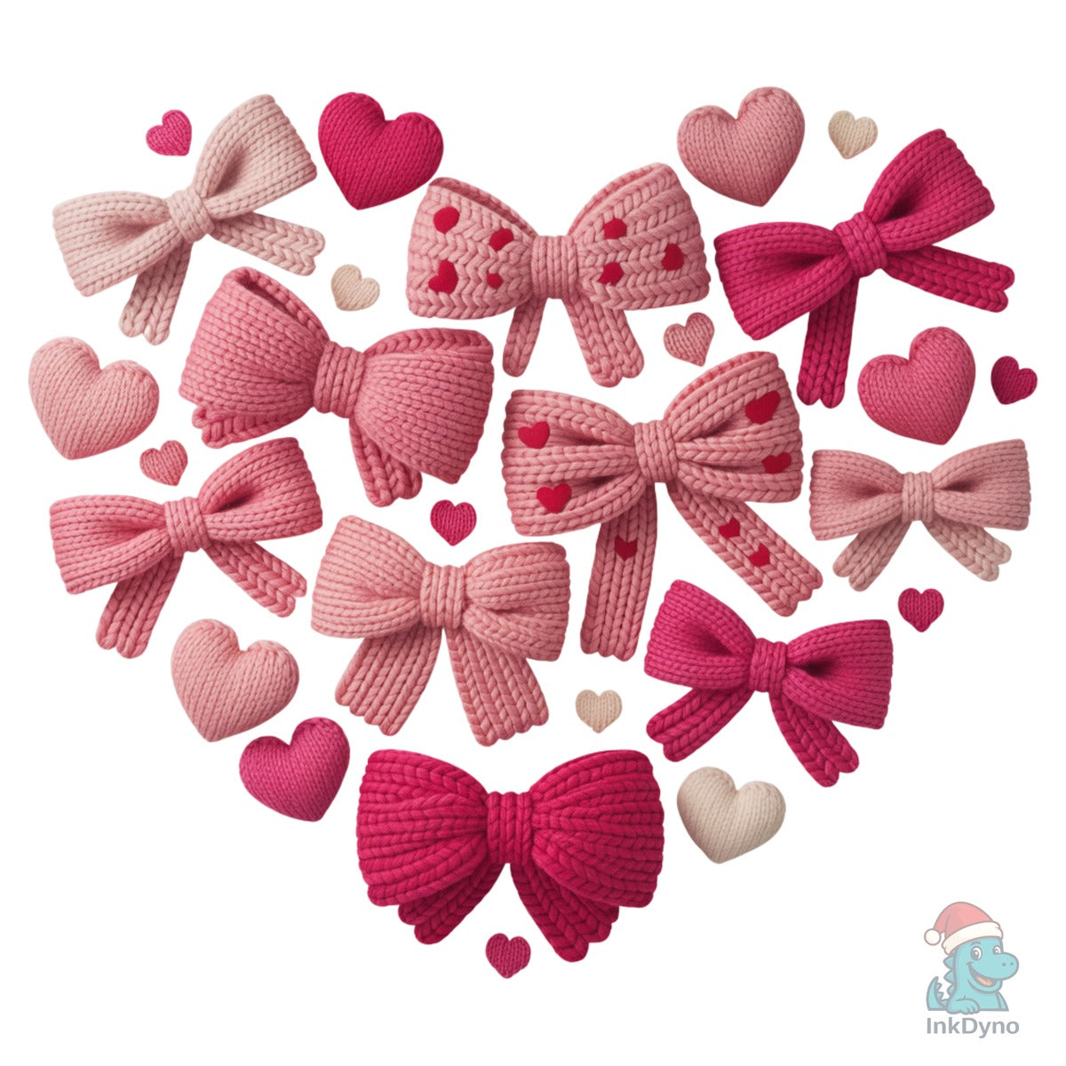 Knitted Bow Heart Collage Cute Bow