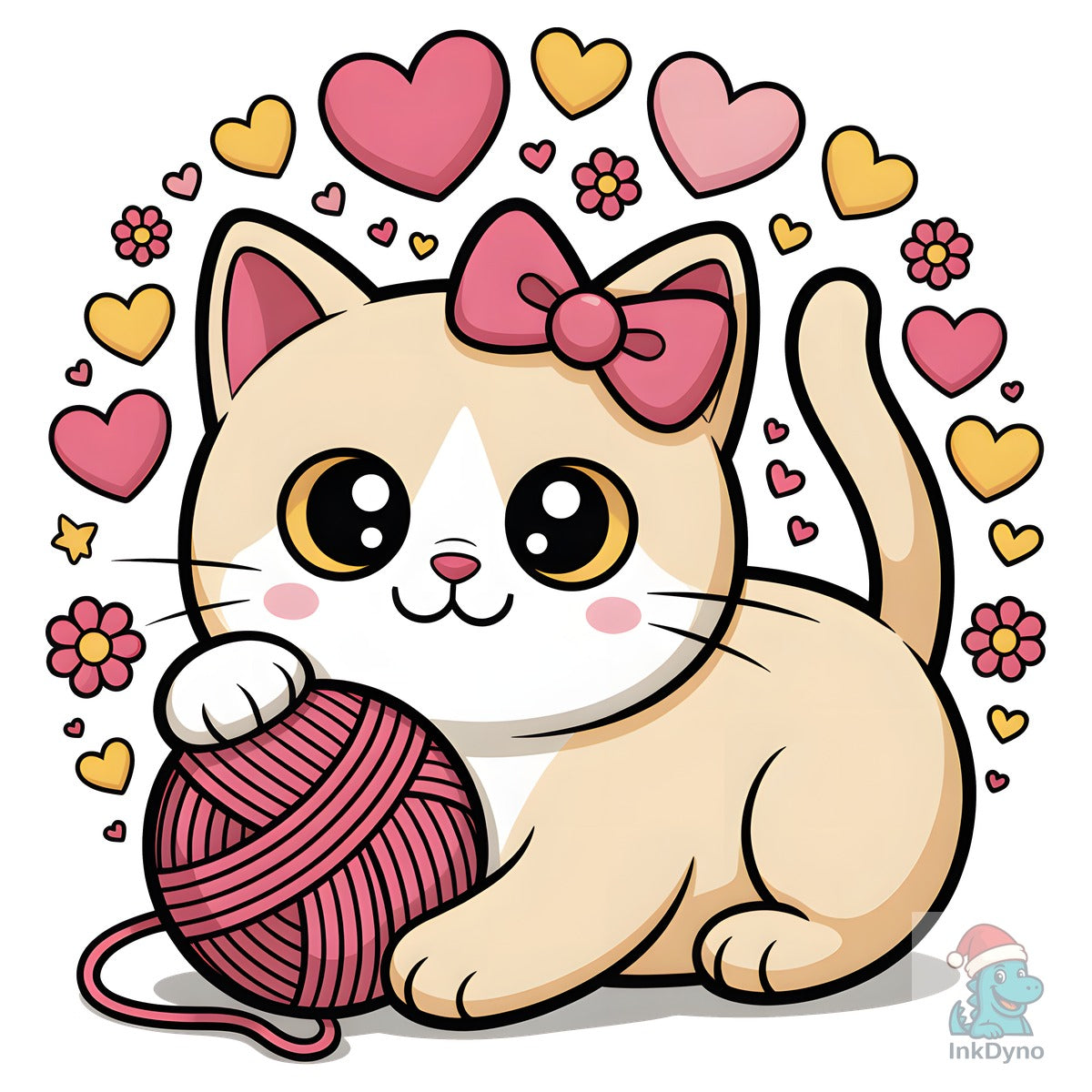 Cute Kitty with Yarn Ball
