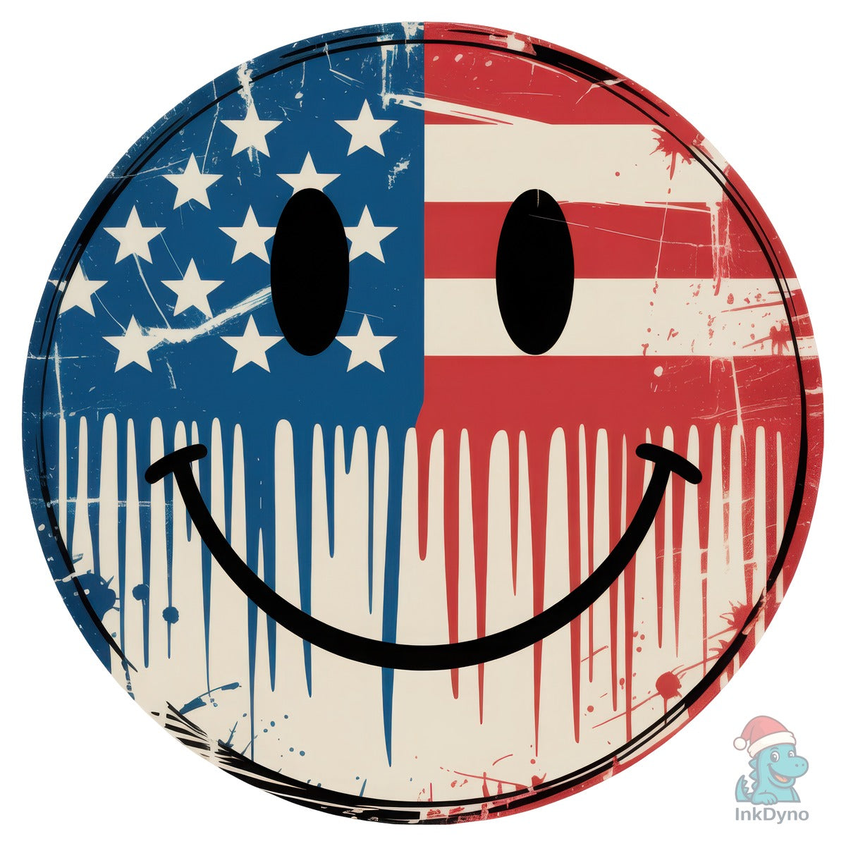 Vintage American Flag Smiley Face