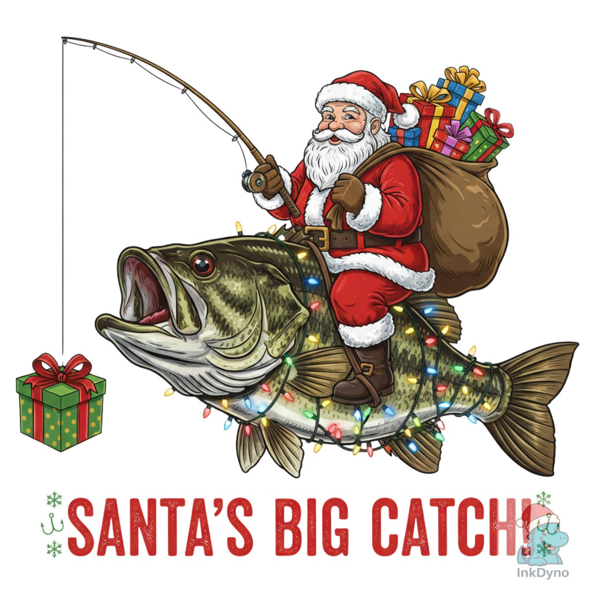 Santa Fishing Bass Funny Christmas