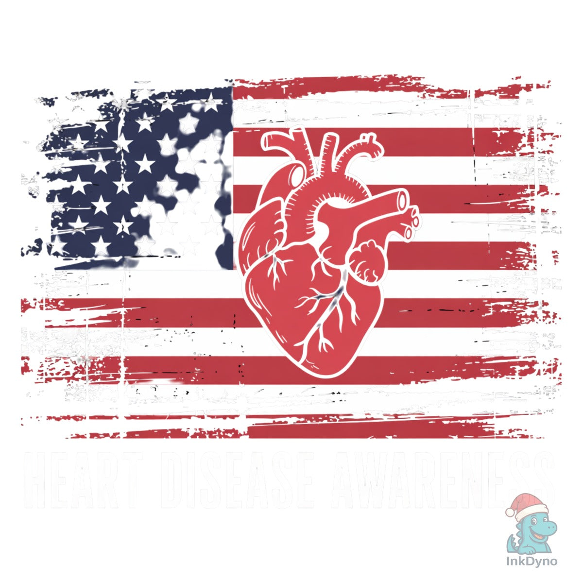 Heart Disease Awareness USA Flag