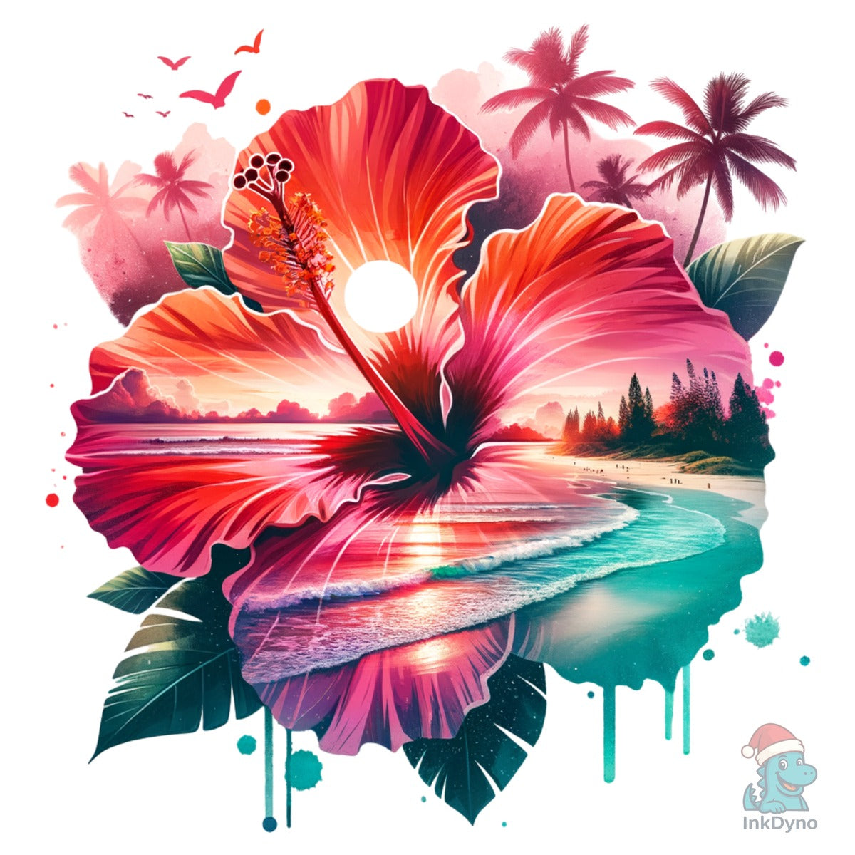 Tropical Hibiscus Flower Ocean Beach