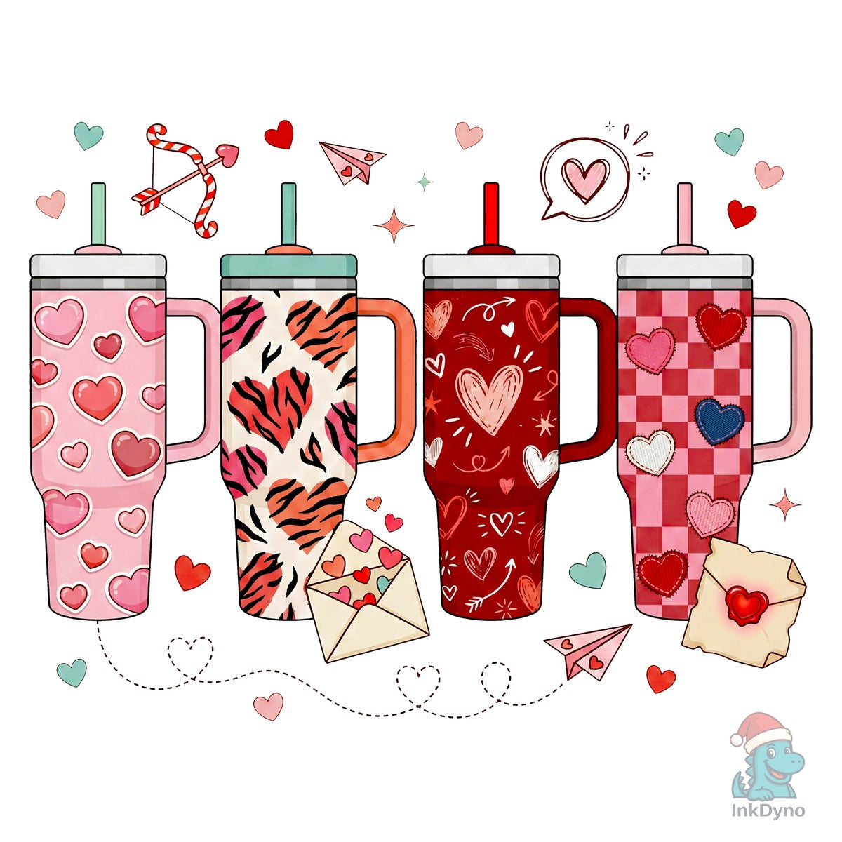 Cute Valentine Heart Pattern Tumbler
