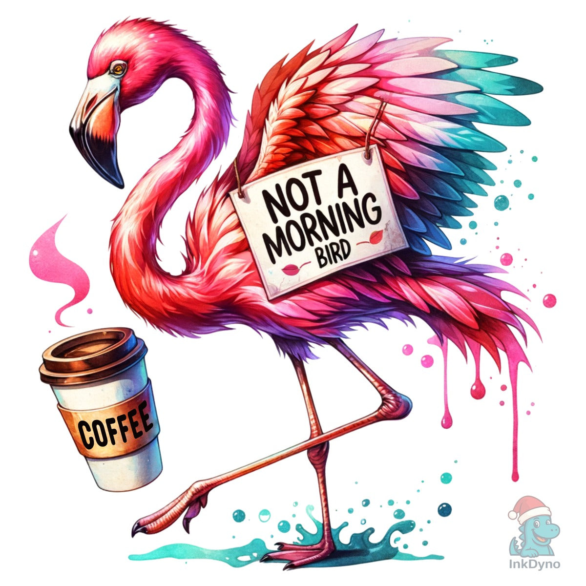 Funny Flamingo Not a Morning Bird