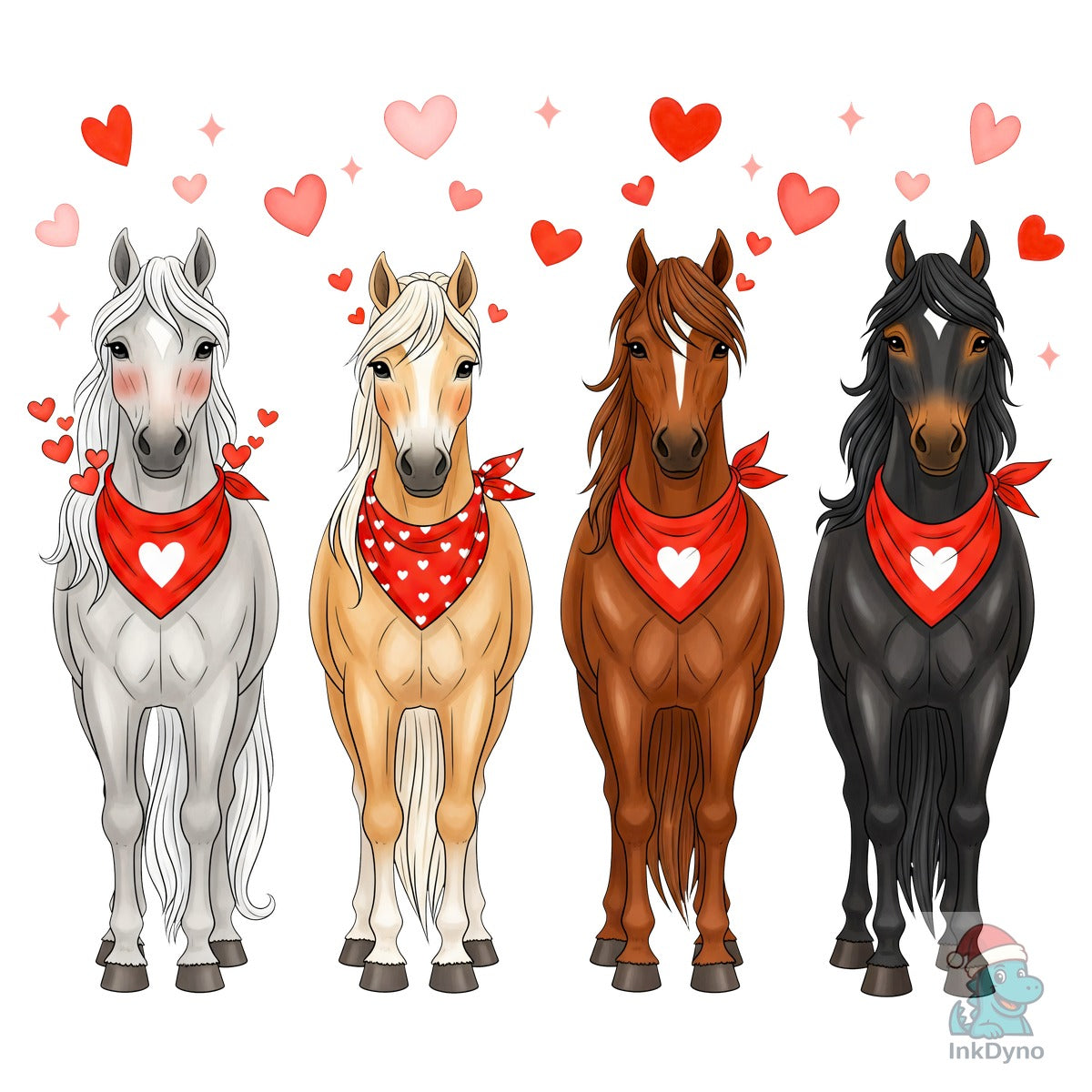 Cute Valentine Horses with Bandanas