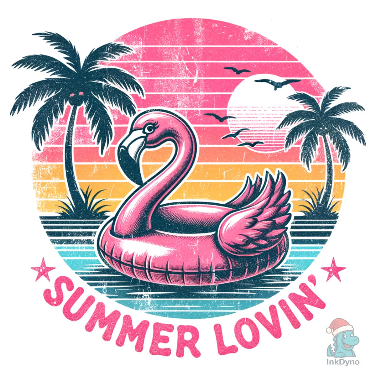 Retro Summer Loving Flamingo Float