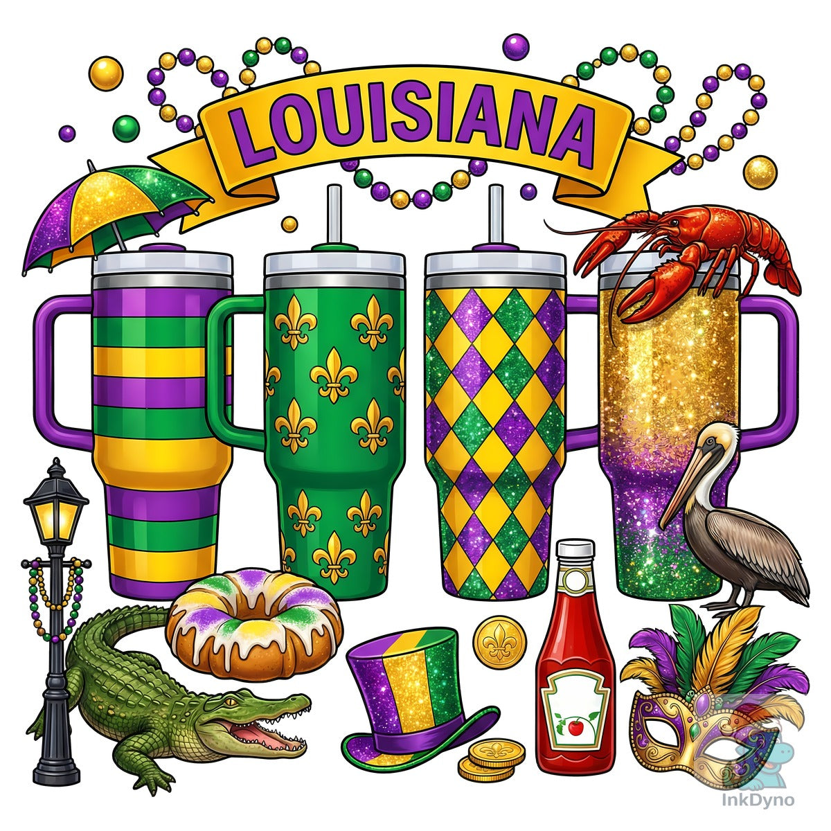 Louisiana Mardi Gras Tumbler