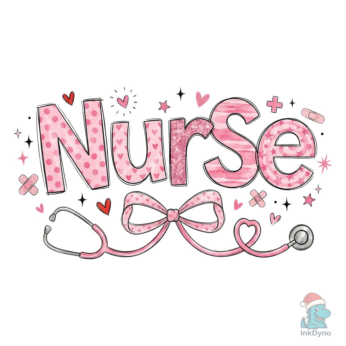 Valentine Pink Nurse Stethoscope Bow