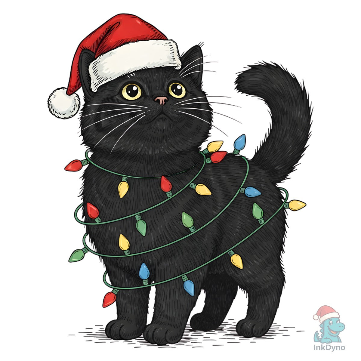 Cute Black Cat Christmas Santa Hat