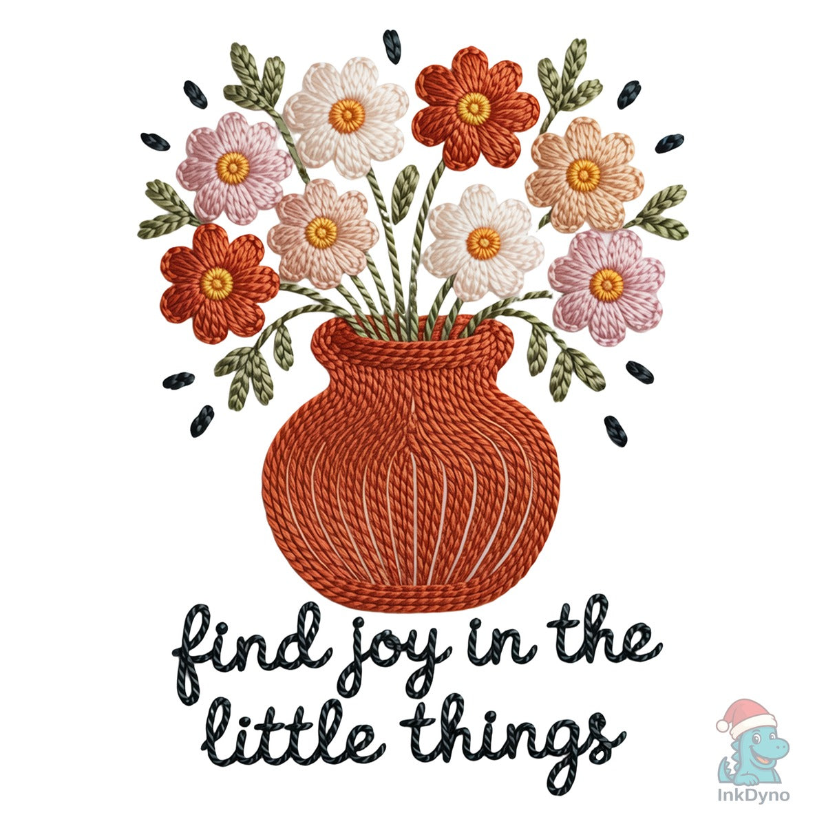 Faux Yarn Floral Motivational Quote