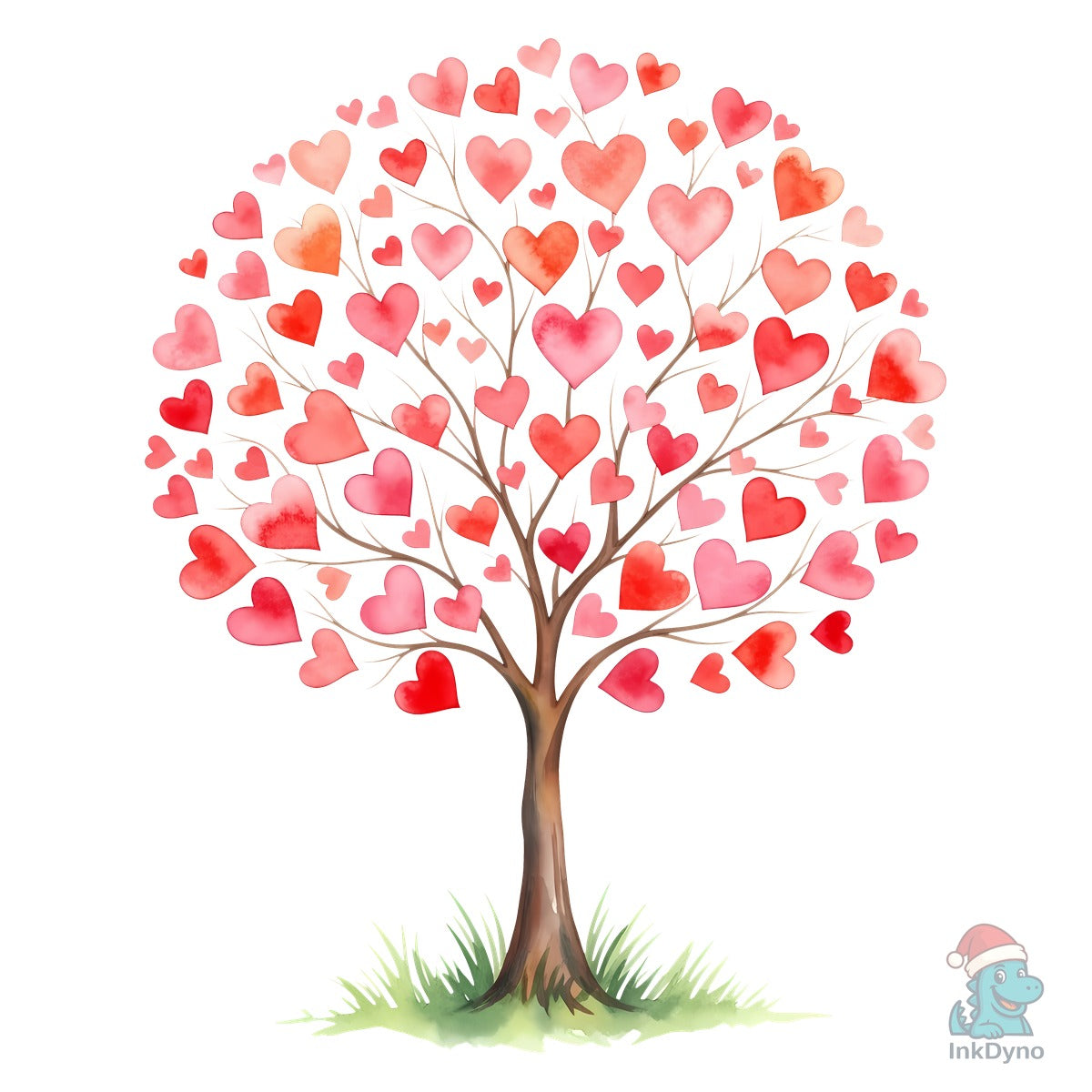 Watercolor Heart Tree Valentine's Design