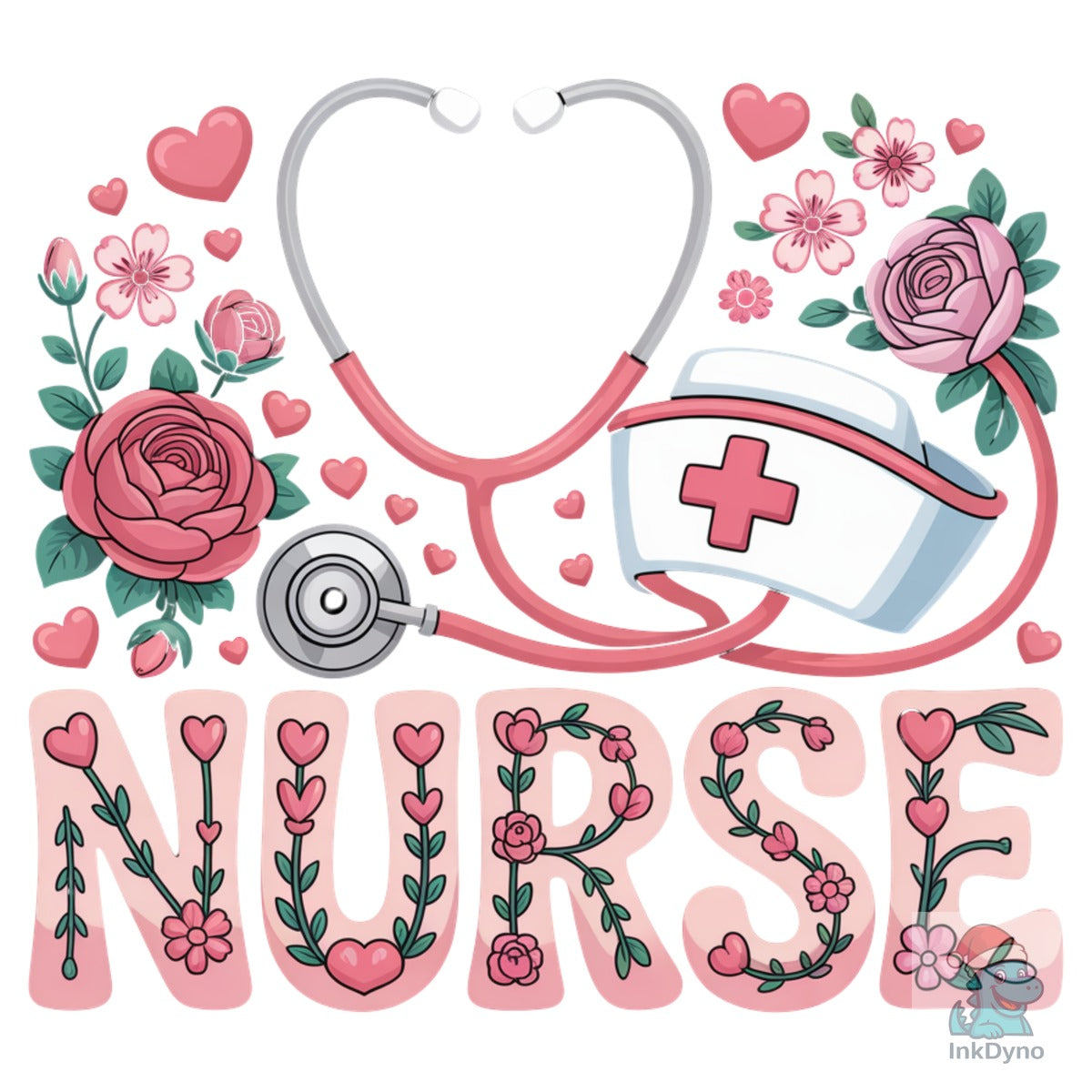 Floral Stethoscope Medical Love T-Shirt