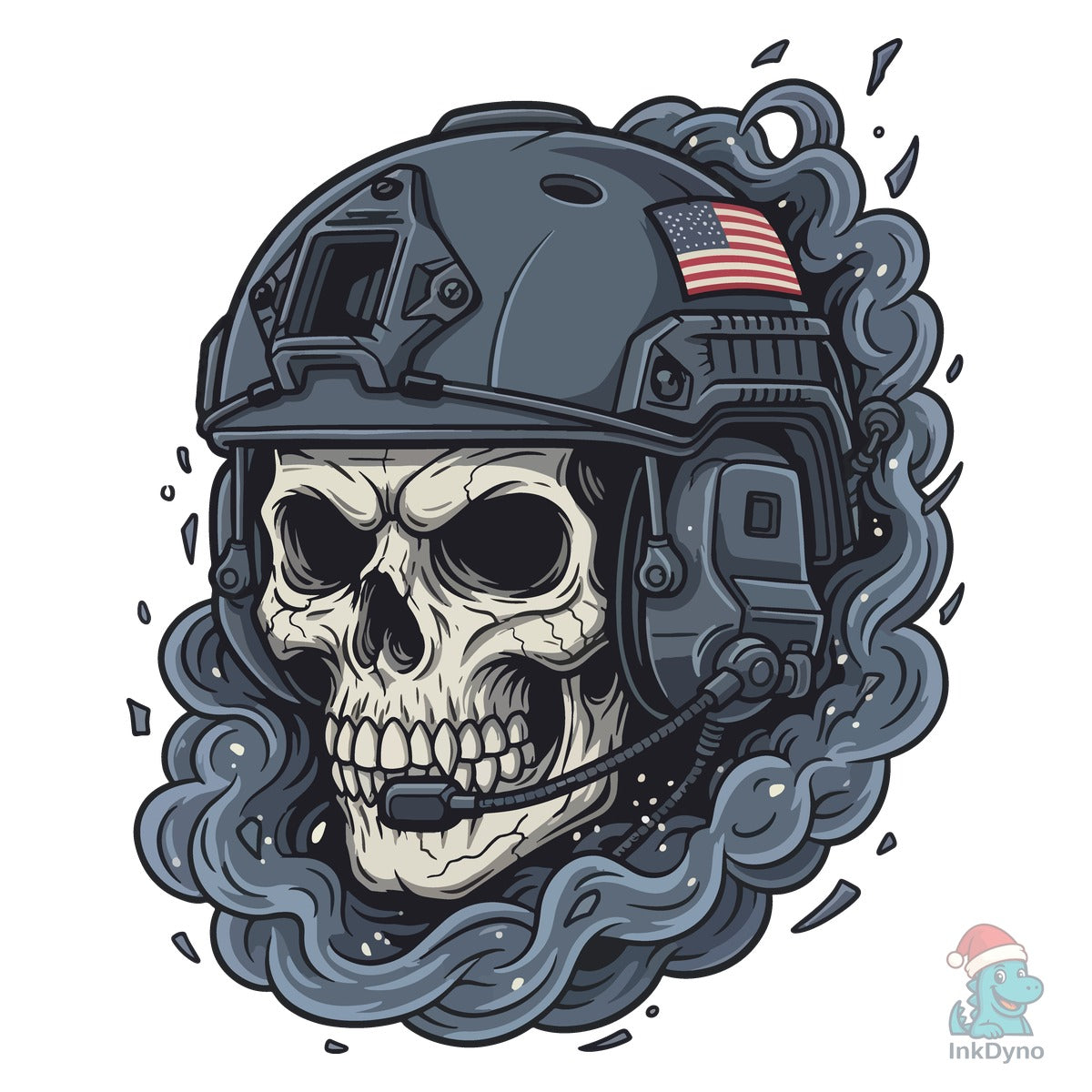 Skull Wearing a Tactical Helmet Art