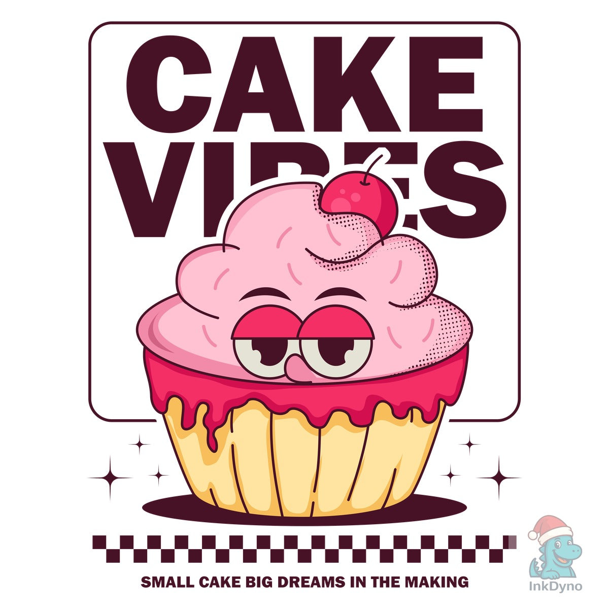 Retro Cartoon Cupcake Print Design
