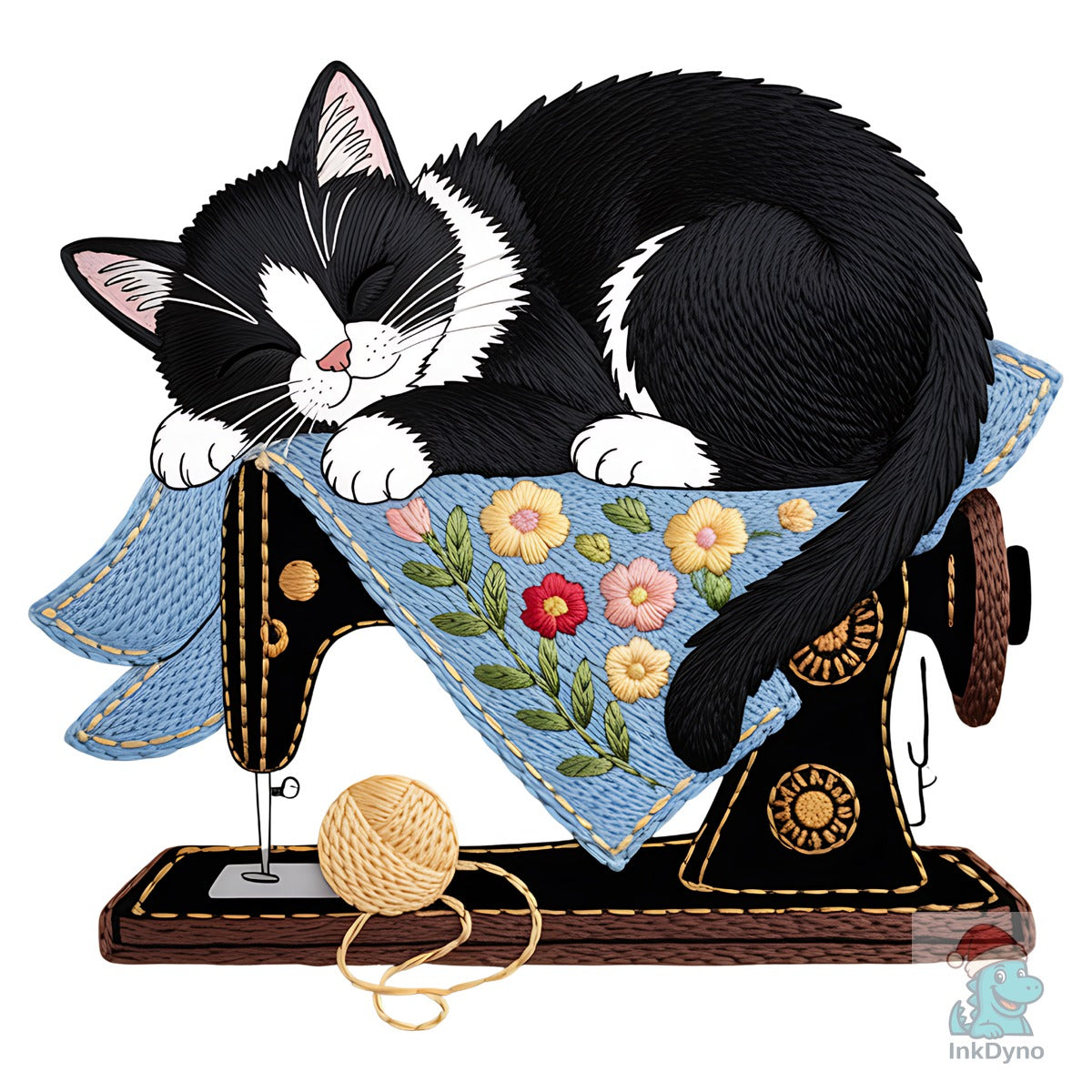 Cat Sewing Machine Embroidery Art