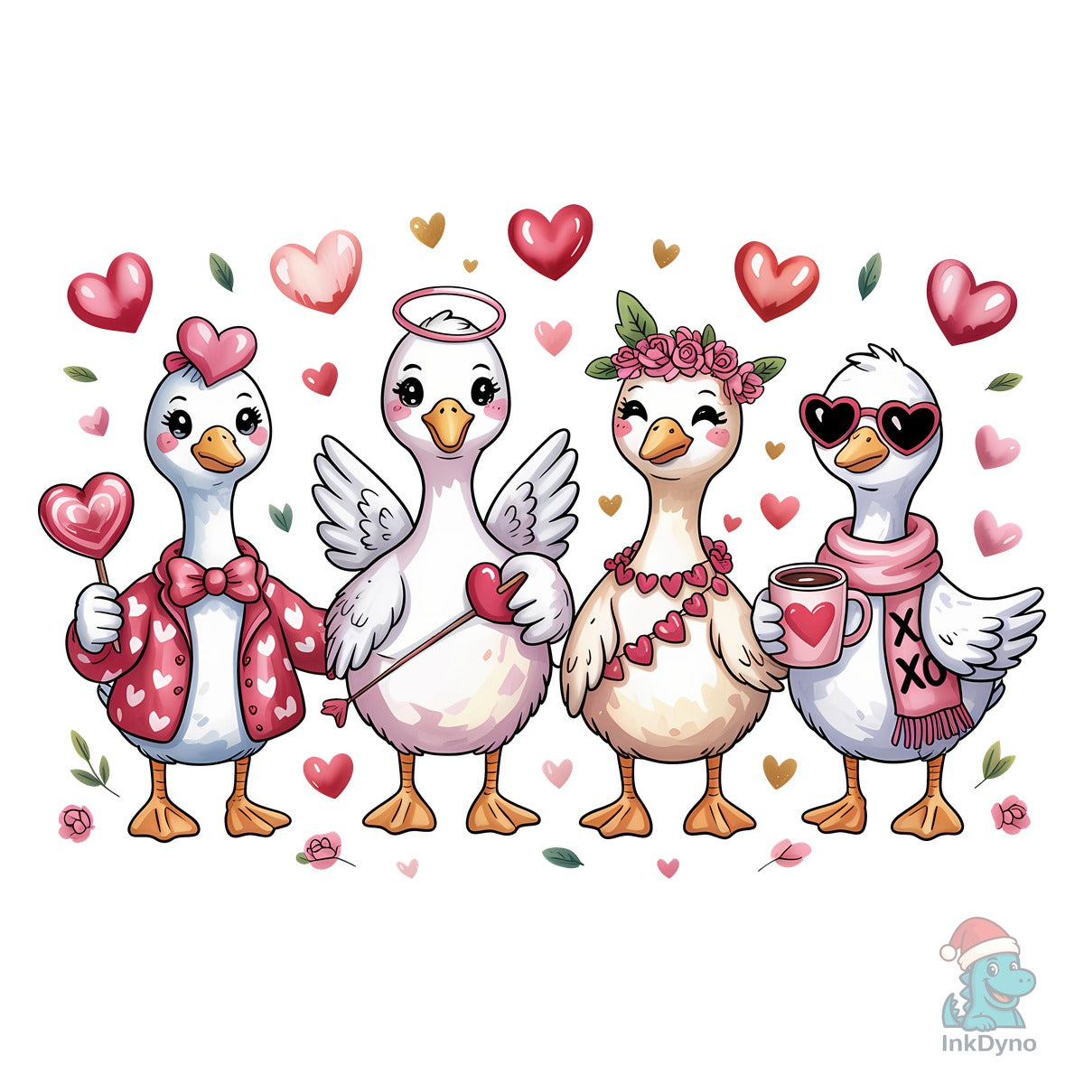 Cozy Geese Love Valentines Day Tee