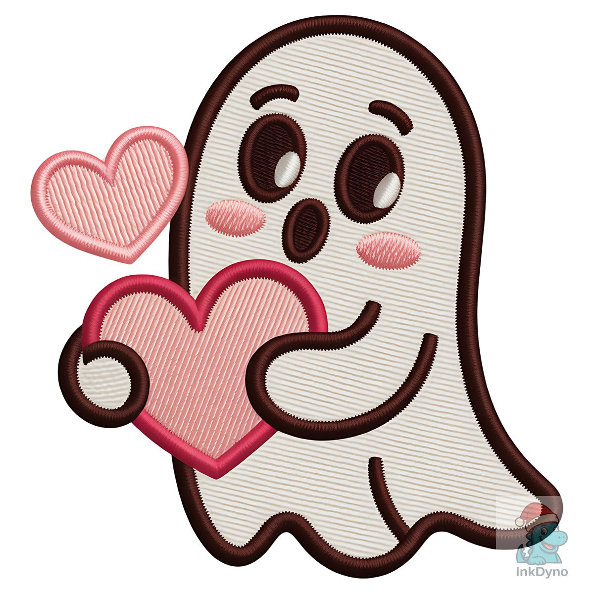 Cute Ghost with Hearts Embroidery