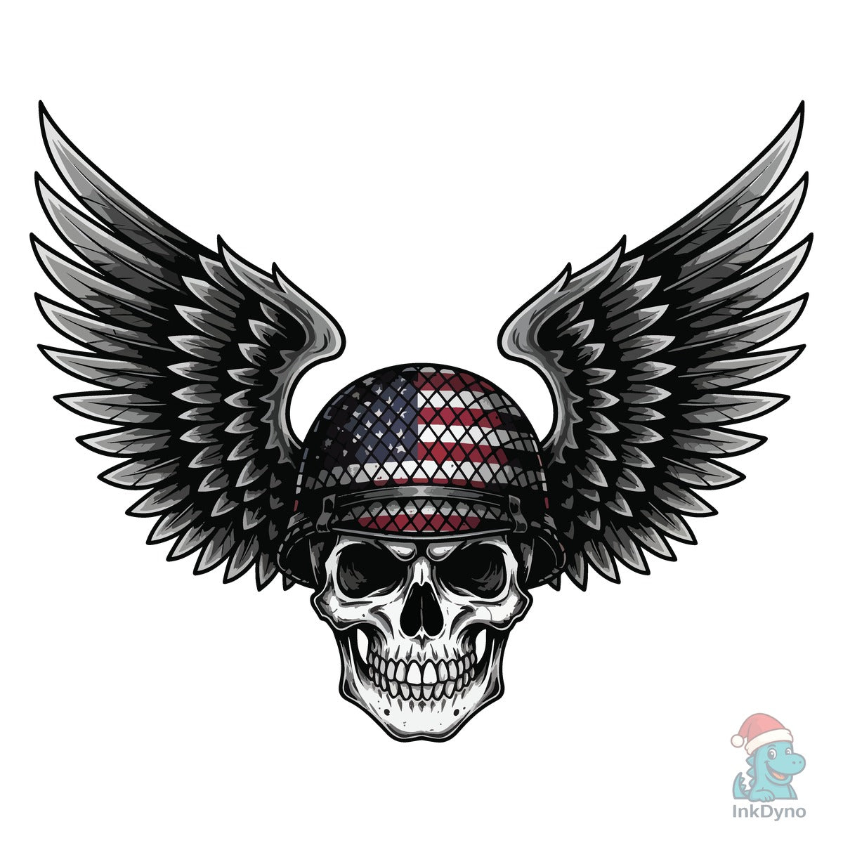 Skull with Wings and American Flag Helme