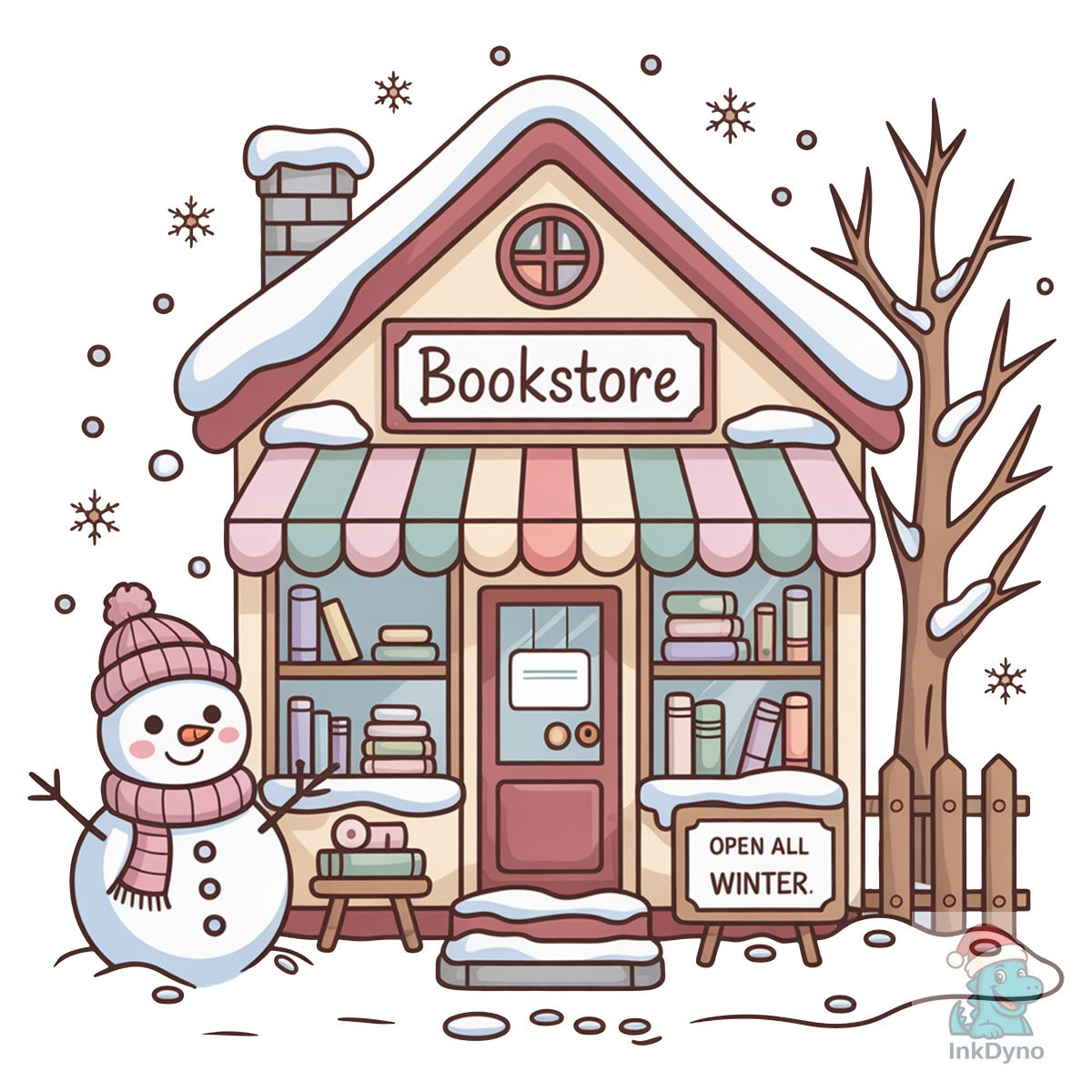 Winter Bookstore Cute Snowy